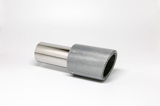 FMS Endrohr 90mm rund Carbon abgeschrägt silber glänzend