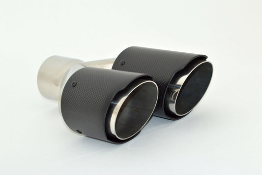 FMS Endrohr Carbon 2x90mm rund scharf abgeschrägt versetzt links, schwarz (Aufpreis)