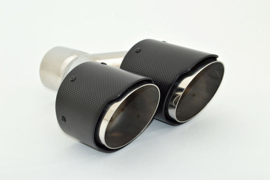 FMS Endrohr Carbon 2x100mm rund scharf abgeschrägt versetzt links, schwarz (Aufpreis)
