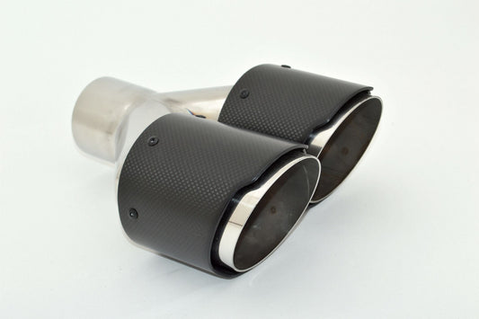 FMS Endrohr Carbon 2x100mm rund scharf abgeschrägt versetzt rechts, schwarz