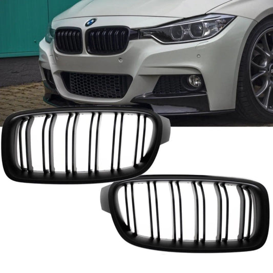 SET Kühlergrill Grill Schwarz MATT Doppelsteg 1681 für BMW 3er F30 F31 auch M-Sport