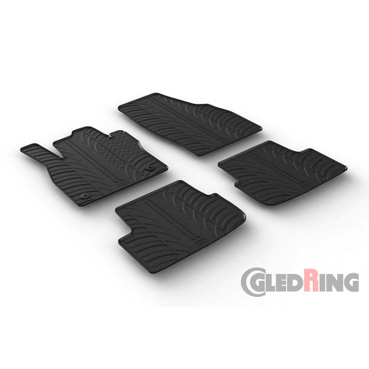 Satz Gummimatten passend für Seat Ibiza 6F 5-türer 6/2017- & Seat Arona 11/2017- & Skoda Fabia IV 2021- (T Profil 4-teilig + Montage-clips)