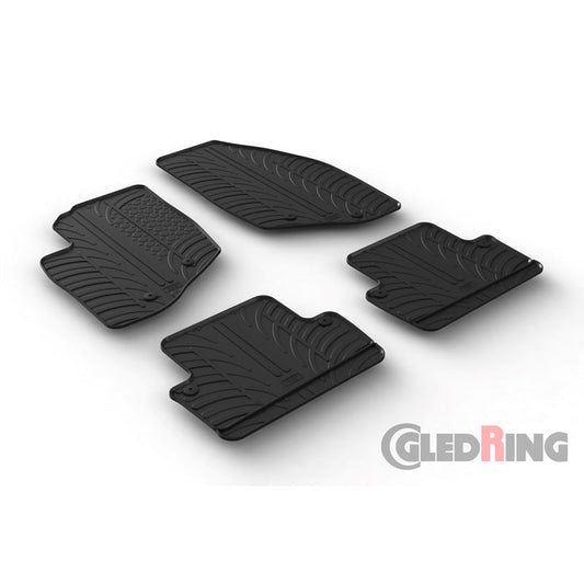 Satz Gummimatten passend für Volvo V70/XC70 2000-2007 & S60 2000-2009 (T Profil 4-teilig + Montage-clips)