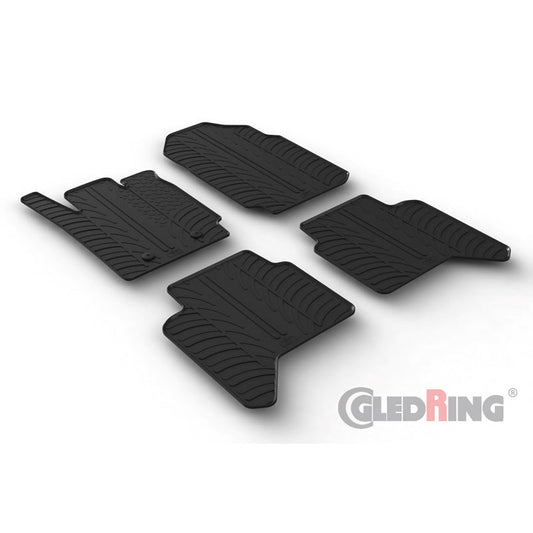 Satz Gummimatten passend für Ford Ranger (TKE) Double Cab 2013-2022 (Automatik) & Raptor 2019-2022 (T Profil 4-teilig + Montage-clips)