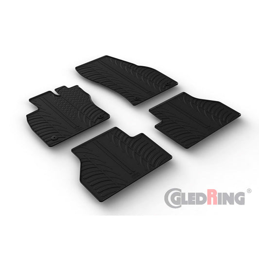 Satz Gummimatten passend für Volkswagen Caddy V MPV 2020- & Ford Tourneo Connect (L1/L2) 2022- (T Profil 4-teilig + Montage-clips)