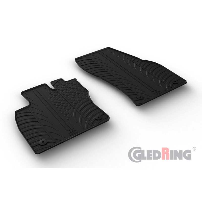 Satz Gummimatten passend für Volkswagen Caddy V Box 2020- & Ford Tourneo Furgon (L1/L2) 2022- (T Profil 2-teilig + Montage-clips)