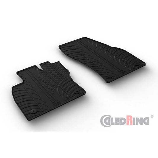 Satz Gummimatten passend für Volkswagen Caddy V Box 2020- & Ford Tourneo Furgon (L1/L2) 2022- (T Profil 2-teilig + Montage-clips)