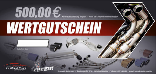 Friedrich Motorsport Geschenkgutschein 500 EUR
