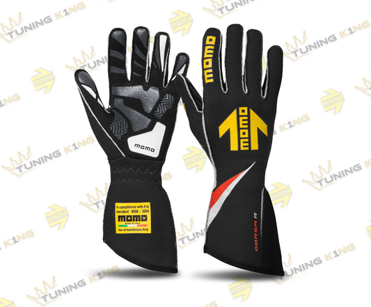 MOMO Rennfahrer- Handschuhe Corsa R Schwarz