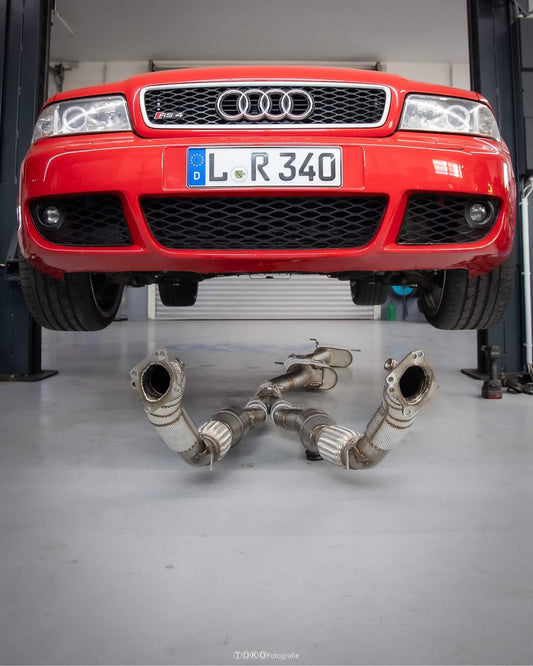 FOX Audi RS4 B5 Downpipe 76mm mit HJS Katalysatoren