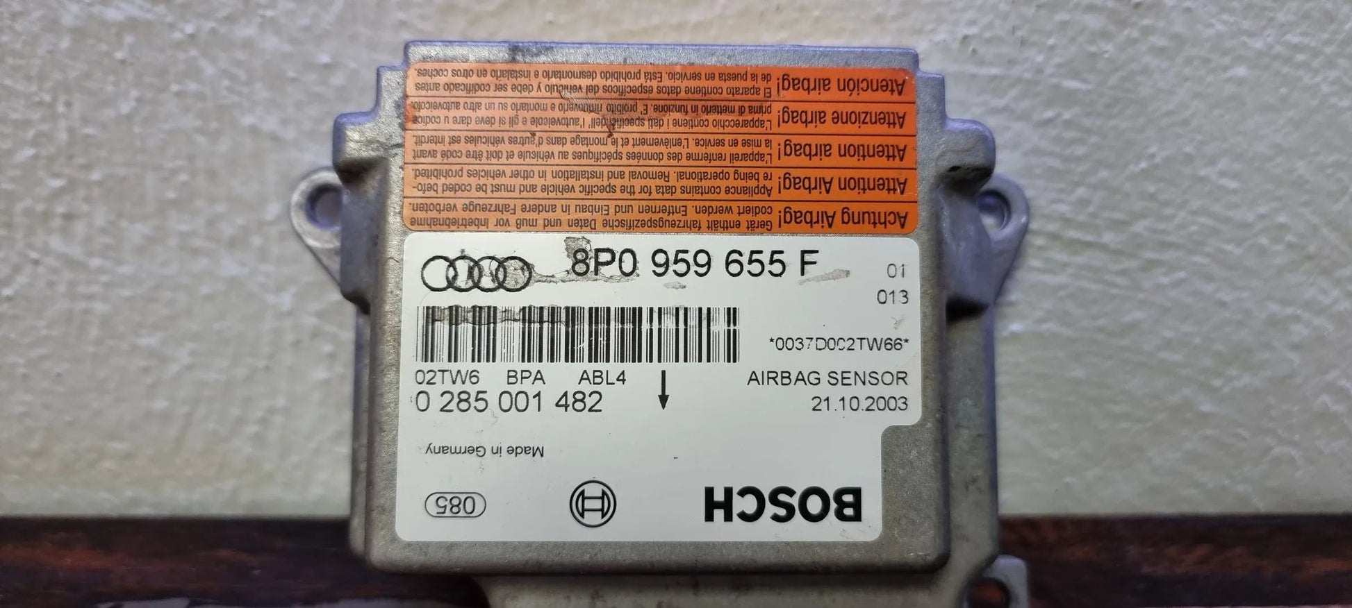 Audi A3 S3 RS3 8P Airbagsteuergerät Airbag Steuergerät 8P0959655F 0285001482 ECU