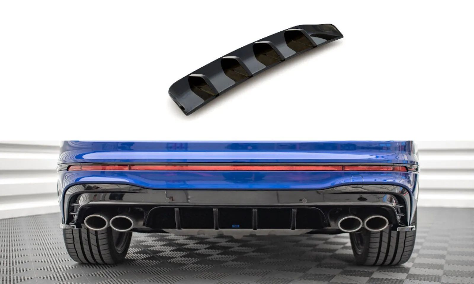 MAXTON Diffusor Heck Ansatz für Volkswagen Tiguan R Mk2 Facelift 2020- schwarz Hochglanz