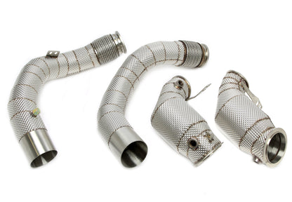 TA Technix Downpipe mit Hitzeschild und Katalysator passend für X5 M Typ F95, X6 M Typ F96 ab BJ 2020-2022 - Motorcode S63
