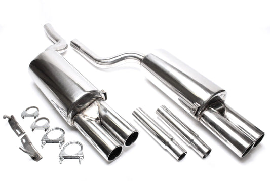TA Technix Edelstahlanlage 2x76mm rund gebördelt passend für Audi A6 Quattro Limousine, -Avant, Typ 4B
