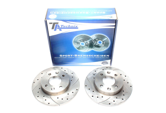 TA Technix Sport Bremsscheiben Satz Vorderachse passend für Dacia Logan / Sandero I / Sandero II / Renault Clio I / Clio II / Logan / Megane I / Rapid / Thalia I / Twingo I / Super 5 / R9 / R11 / R19 Phase I+ II / R19 Kasten / R21