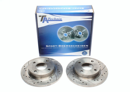 TA Technix Sport Bremsscheiben Satz Vorderachse passend für Ford Fiesta III+IV / Fiesta Kasten / Courier Kasten / Ka / Mazda 121 III