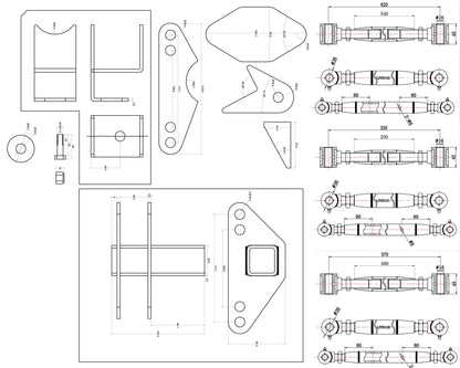 TA Technix universelles parallel 4-Link Kit +Panhardstabkit / Umrüstset für Blattfedernsysteme auf Airride oder Airride/Gewinde Syteme