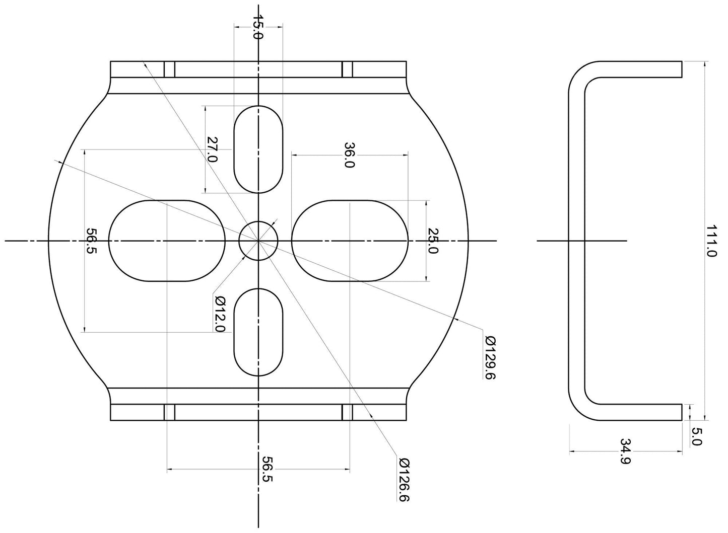 TA Technix universelle Achsköper-Balgplatte mit 2-1/4" Aufnahme