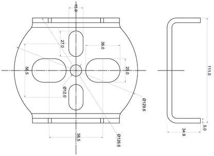 TA Technix universelle Achsköper-Balgplatte mit 2-1/4" Aufnahme