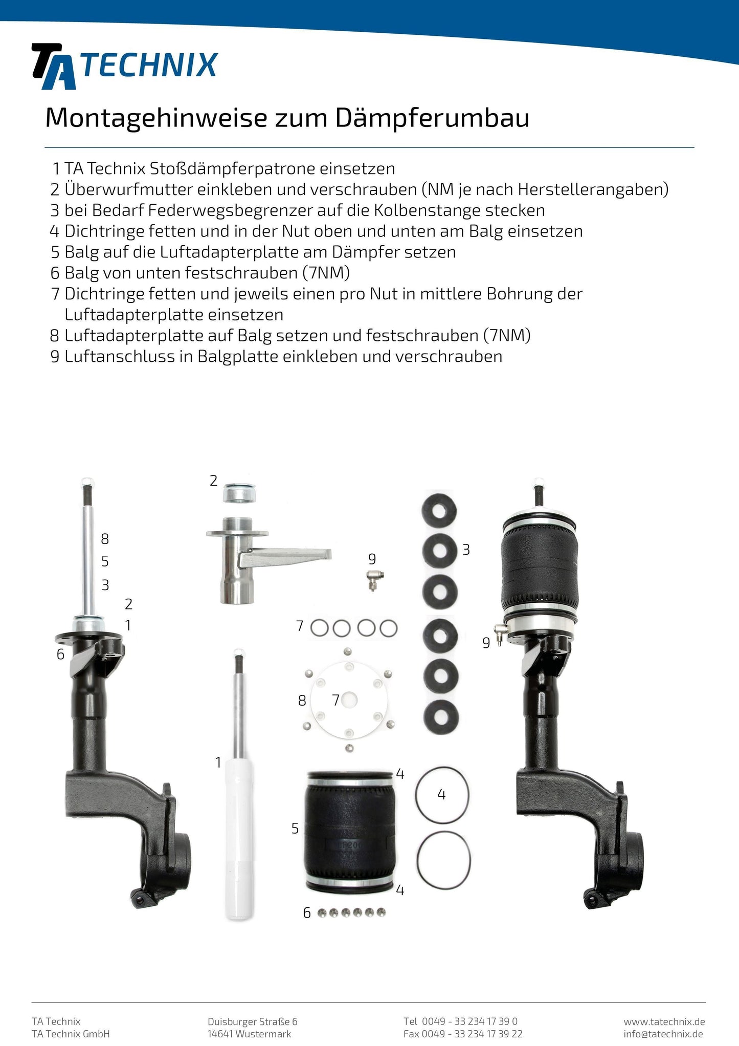 TA Technix Luftdämpfersatz Vorderachse passend für Audi 80 (B1/B2)/ VW Passat (32/ 32B)