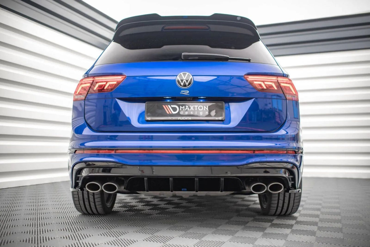 MAXTON Diffusor Heck Ansatz für Volkswagen Tiguan R Mk2 Facelift 2020- schwarz Hochglanz