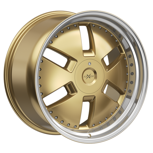 AXXION Felge Y1 Gold glänzend lackiert mit Hochglanzpoliertem Felgenbett