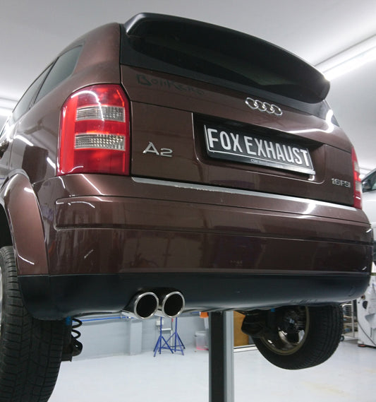 FOX Audi A2 - 1,6l + 1,4l 42l Tank Endschalldämpfer - 2x80 Typ 16