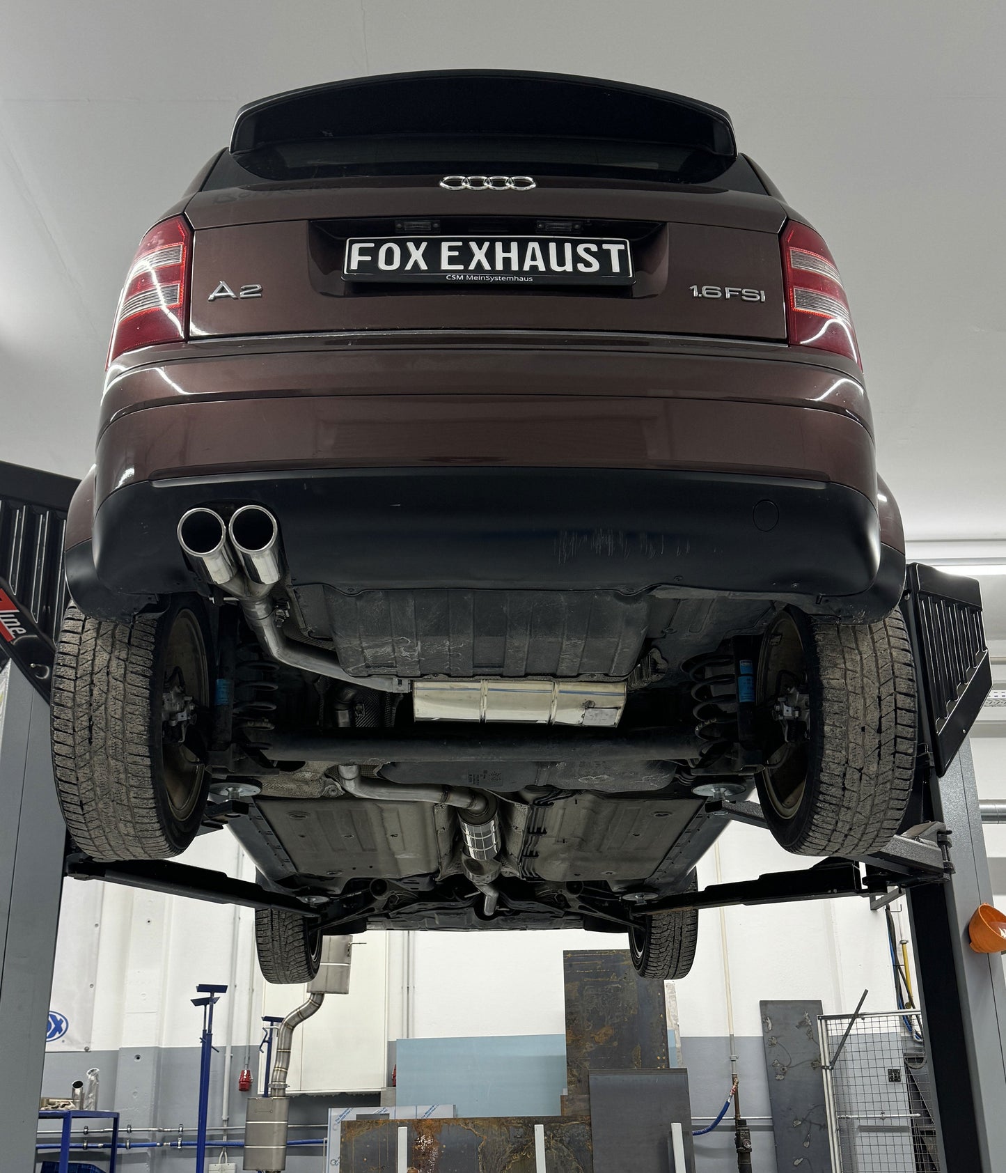 FOX Audi A2 - 1,4l 42l Tank Halbanlage ab Kat - 2x80 Typ 16 (Bestehend aus End- und Vorschalldämpfer mit Endrohr)