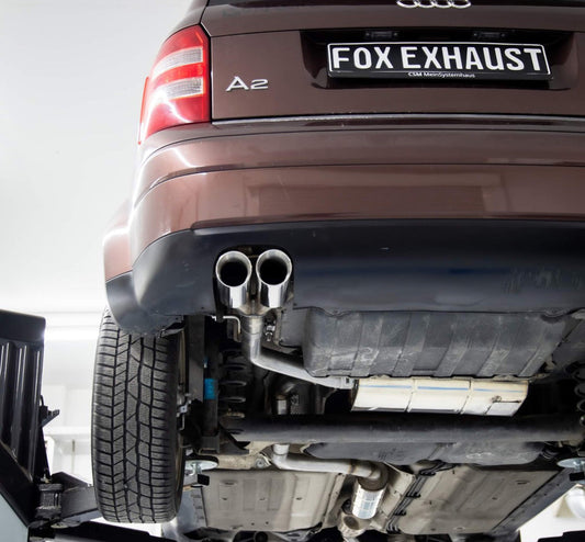 FOX Audi A2 - 1,4l - 34l Tank Halbanlage ab Kat - 2x76 Typ 25 (Bestehend aus End- und Vorschalldämpfer mit Endrohr)