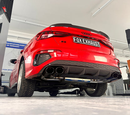 FOX Audi S3 GY - Limousine Halbanlage ab OPF mit Abgasklappen - 2x115x85 Typ 32 rechts/links Endrohre schwarz emalliert