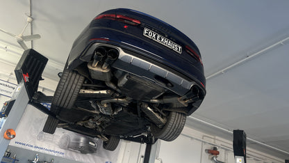 FOX Audi S4/ S5 - B9 Endschalldämpfer rechts/links mit Abgasklappen, Mittelschalldämpfer und Vorschalldämpfer  - 2x100 Typ 25 rechts/links mit schwarz emallierten Endrohren
