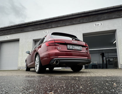 FOX Audi A4 B9 - 2WD Endschalldämpfer rechts/links, Y-Verbinder und Mittelschalldämpfer  - 1x114 Typ 25 rechts/links