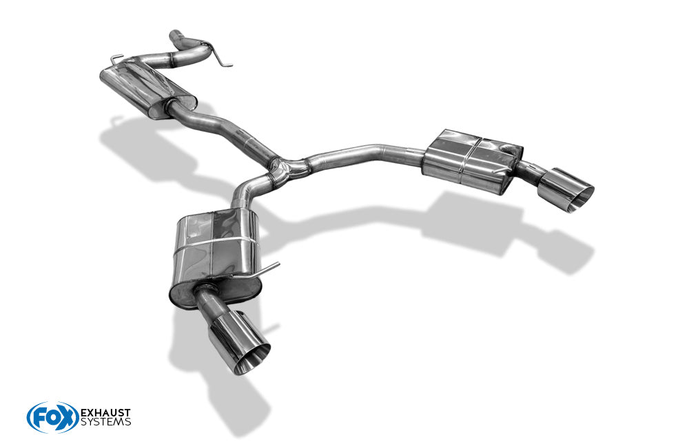 FOX Audi A4 B9 - 2WD Endschalldämpfer rechts/links, Y-Verbinder und Mittelschalldämpfer  - 1x114 Typ 25 rechts/links