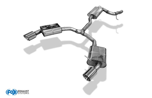 FOX Audi A4 B9 - 2WD Endschalldämpfer rechts/links, Y-Verbinder und Mittelschalldämpfer  - 1x114 Typ 25 rechts/links