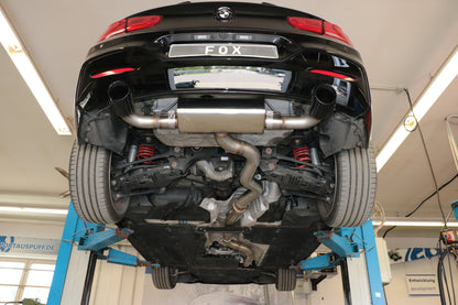 FOX BMW F20/21 - 118i mit OPF Endschalldämpfer quer Ausgang rechts/links - 1x100 Typ 25 rechts/links schwarz emalliert