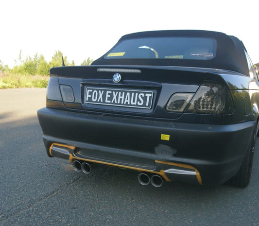 FOX BMW E46 320/ 323/ 325/ 328/ 330 M3-Optik V2 Endschalldämpfer Ausgang zentriert - 4x90mm Typ 25 mittig Variante 2