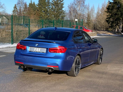 BMW F30/31 - 330i xDrive Endschalldämpfer quer Ausgang rechts/links - 1x100 Typ 25 rechts/links Schwarz emalliert - mit Abgasklappe im linken Endrohr