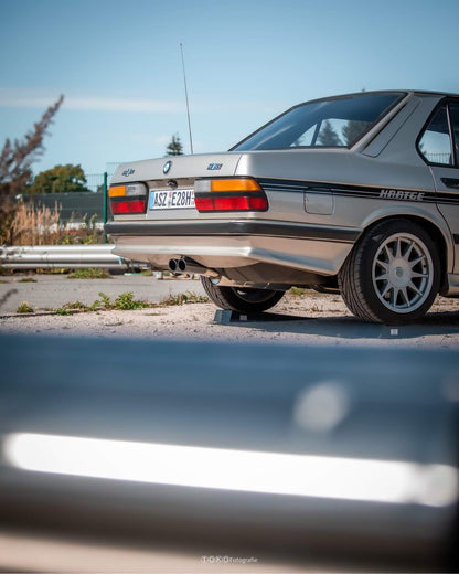 FOX BMW E28 525e mit Katalysator Endschalldämpfer ab Kat - 2x88x74 Typ 32 schwarz