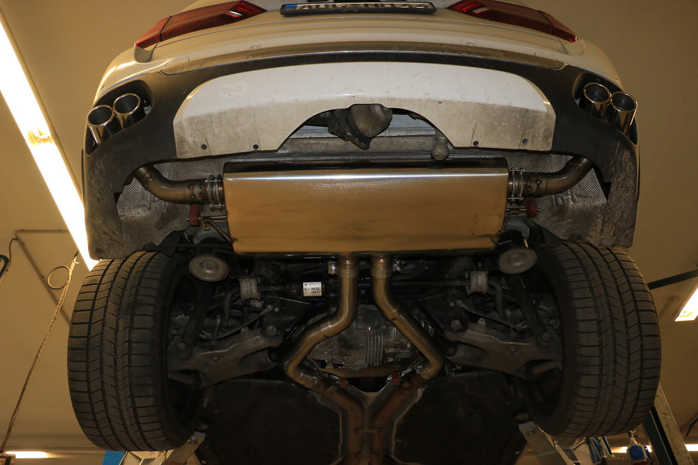 BMW X5 F15 Endschalldämpfer quer Ausgang rechts/links, Eingang doppelflutig - 2x80 Typ 16 rechts/links
