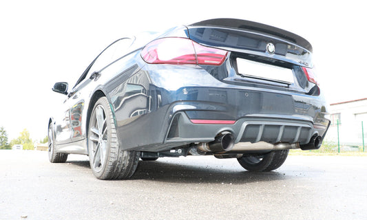 BMW F36 - 440i xDrive Grand Coupe - M-Paket Endschalldämpfer quer Ausgang rechts/links - 1x100 Typ 25 rechts/links schwarz emalliert - mit Abgasklappe im linken Endrohr