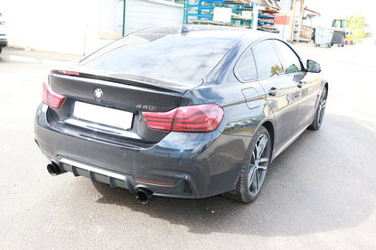 BMW F36 - 440i xDrive Grand Coupe - M-Paket Endschalldämpfer quer Ausgang rechts/links - 1x100 Typ 25 rechts/links schwarz emalliert - mit Abgasklappe im linken Endrohr