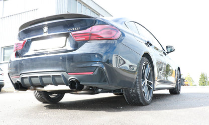 BMW F36 - 440i xDrive Grand Coupe - M-Paket Endschalldämpfer quer Ausgang rechts/links - 1x100 Typ 25 rechts/links schwarz emalliert - mit Abgasklappe im linken Endrohr