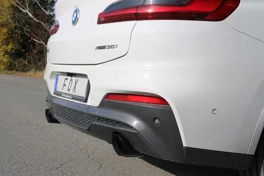 BMW X4 G02 - 30i Endschalldämpfer quer Ausgang rechts/links - 1x100 Typ 25 rechts/links SCHWARZ emalliert mit Abgasklappe