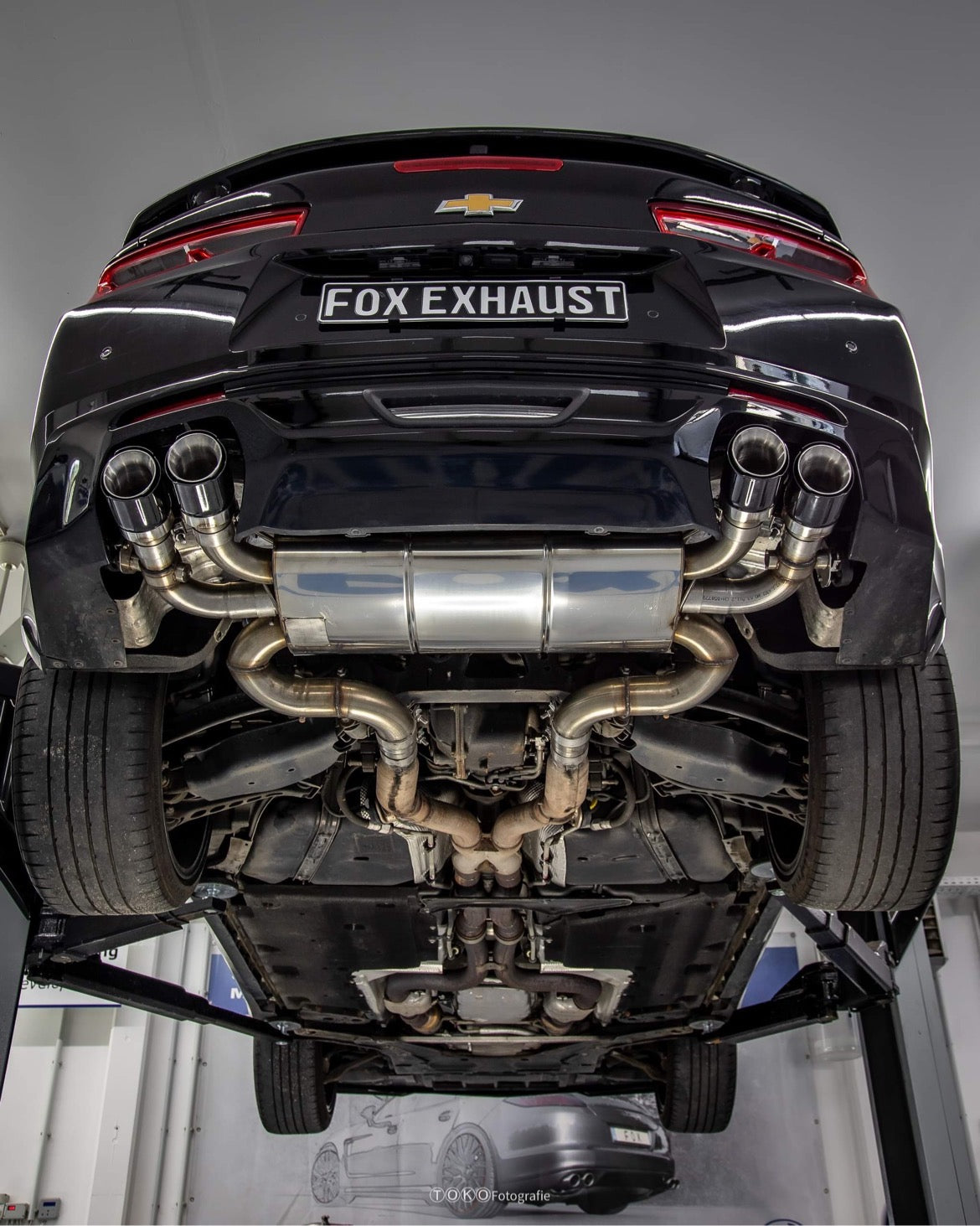 FOX Chevrolet Camaro - A1XC Endschalldämpfer quer Ausgang rechts/links mit 2 Abgasklappen - 2x100 Typ 25 rechts/links mit schwarzen Covern