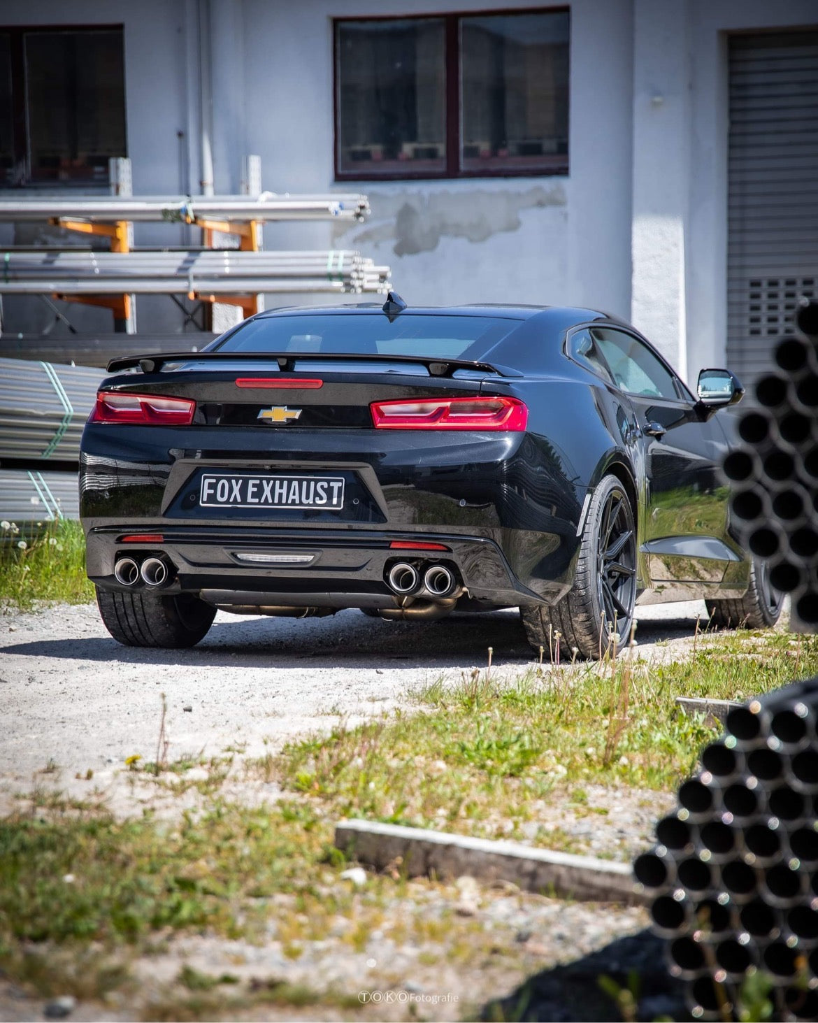 FOX Chevrolet Camaro - A1XC Endschalldämpfer quer Ausgang rechts/links mit 2 Abgasklappen - 2x100 Typ 25 rechts/links mit schwarzen Covern