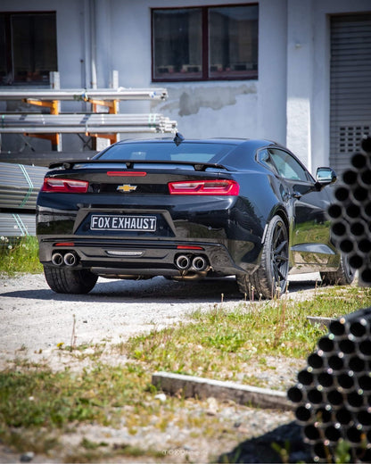 FOX Chevrolet Camaro - A1XC Endschalldämpfer quer Ausgang rechts/links mit 2 Abgasklappen - 2x100 Typ 25 rechts/links mit schwarzen Covern