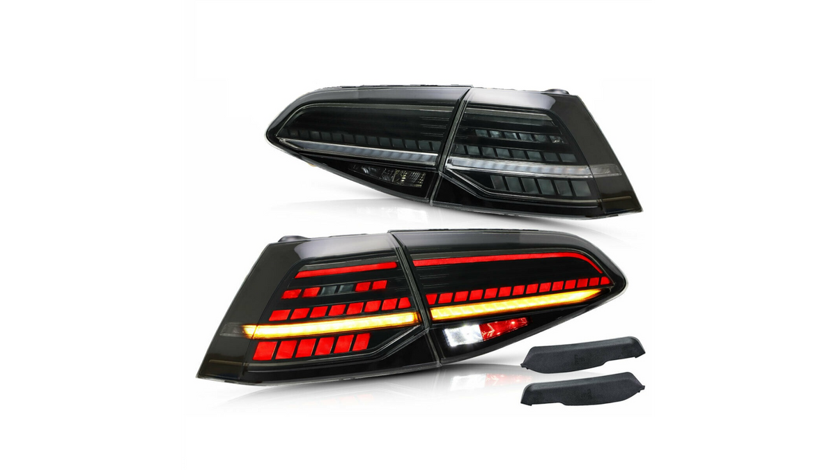 LED-Rückleuchten VW Golf 7 & 7.5 12–20 Schwarz Dynamische Blinker