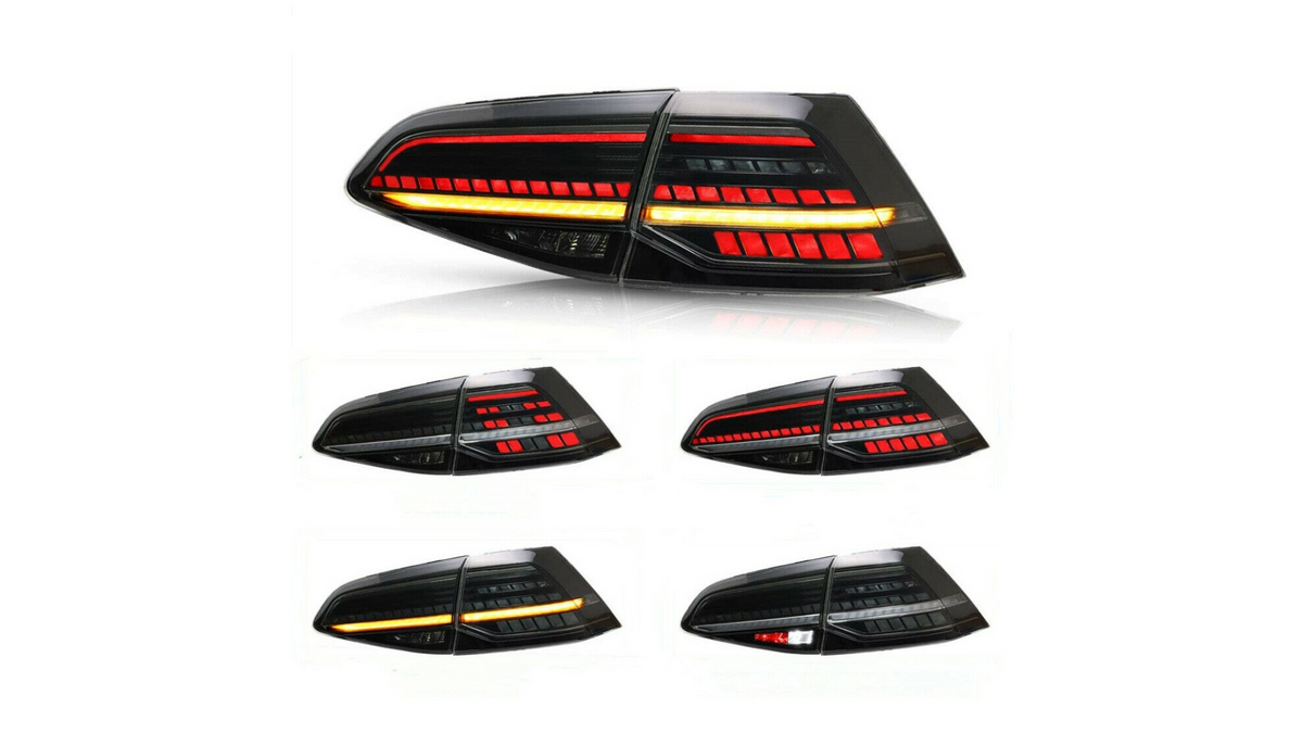 LED-Rückleuchten VW Golf 7 & 7.5 12–20 Schwarz Dynamische Blinker
