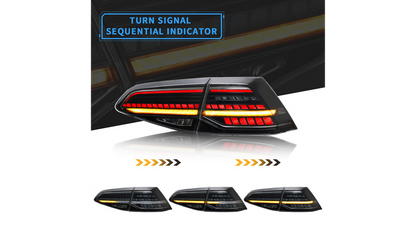 LED-Rückleuchten VW Golf 7 & 7.5 12–20 Schwarz Dynamische Blinker