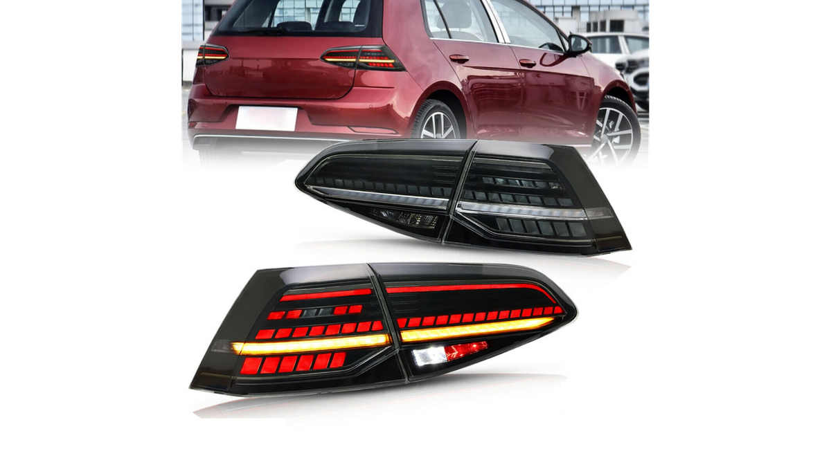 LED-Rückleuchten VW Golf 7 & 7.5 12–20 Schwarz Dynamische Blinker
